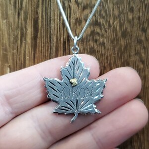 20 Inch 925 Sterling Silver Yukon Leaf And Gold Nugget Pendant Necklace