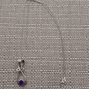 18 Inch Sterling Silver Cute Amethyst Gem Pendant Necklace A3138