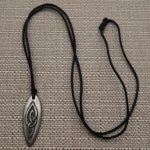 Handmade Cord And Rustic Celtic Pattern Pendant Necklace B435