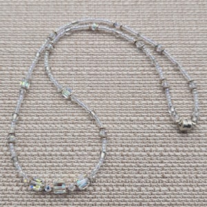 17 Inches Sterling Silver Simple Handmade Crystal Beaded Necklace B540