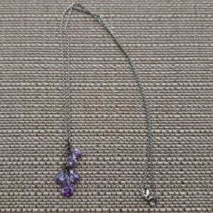 18 Inch Sterling Silver Drop Style Purple Cubic Zirconia Gems Necklace A3622