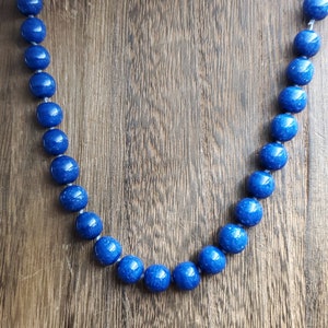14 Inch Sterling Silver Blue Stone Short Necklace