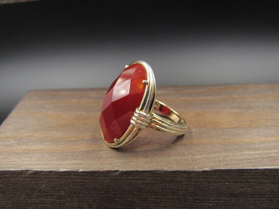 Size 6 Sterling Silver Red Faceted Stone With Uni… - image 2