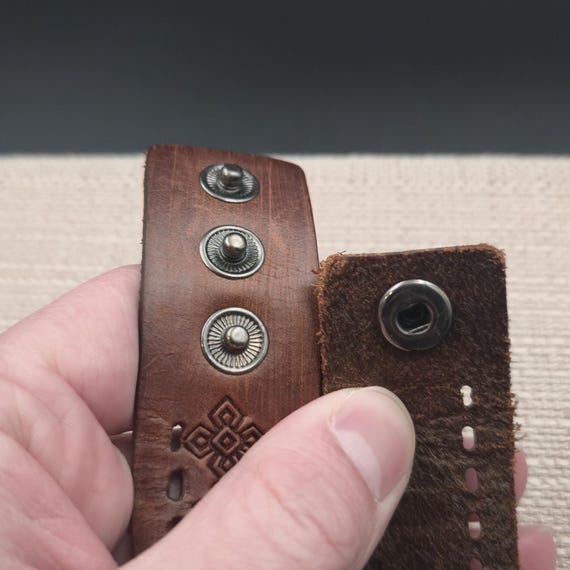 6.5 Inch 3 Button Adjustable Wide Pattern Leather… - image 4