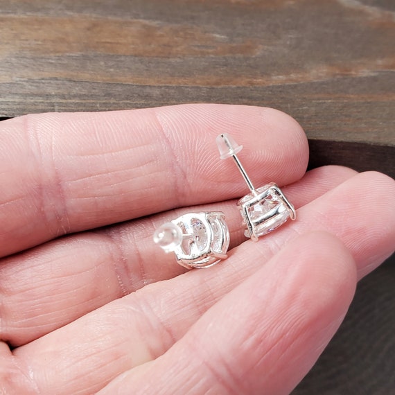 Sterling Silver Bright Large Clear Simple Cubic Z… - image 3