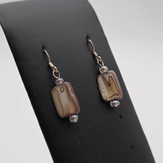 Sterling Silver Unique Shell Dangle Earrings A1949 - image 2