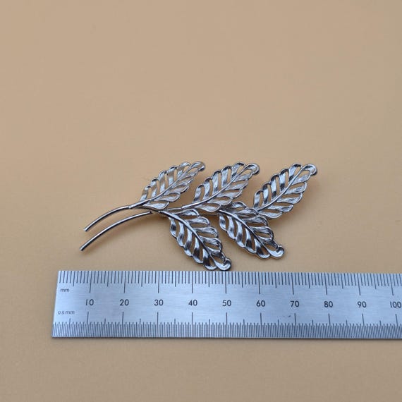 Sterling Silver Large Five Leaf Double Branch Pin… - image 6