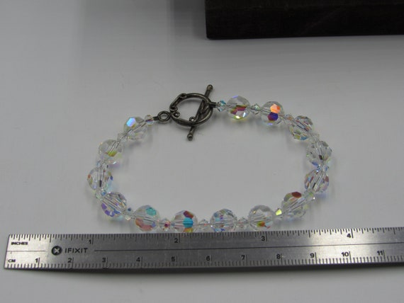 7" Sterling Silver Crystal Bracelet Vintage Elega… - image 3