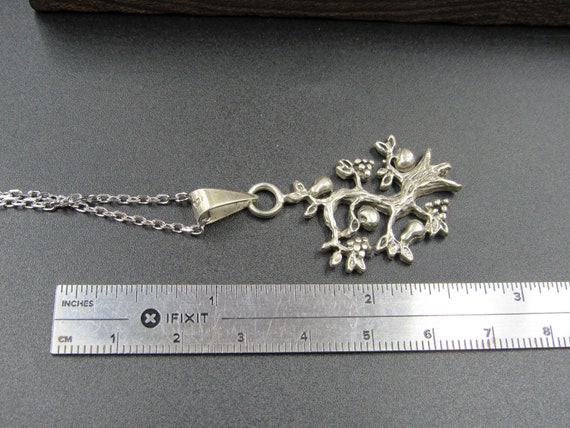 18" Sterling Silver Tree With Fruit Pendant Neckl… - image 7