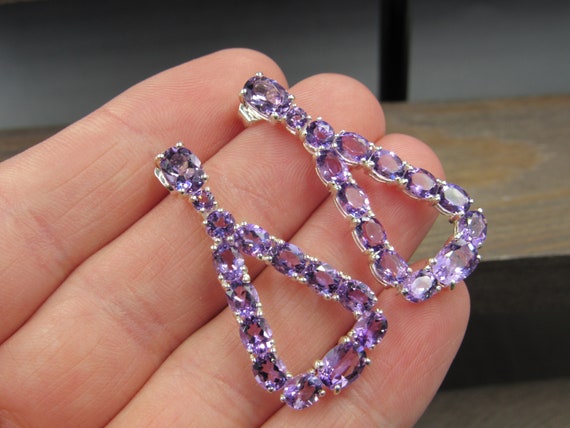 Sterling Silver Brilliant Triangle Shape Amethyst… - image 2