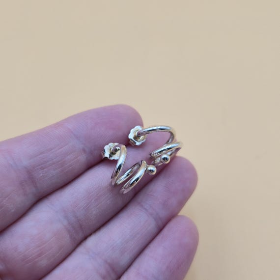 Sterling Silver Corkscrew Design Dangle Earrings … - image 2