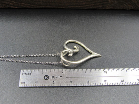 18" Sterling Silver Fancy Heart Pendant Necklace … - image 6