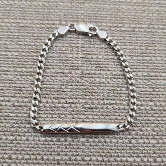 7 Inch Sterling Silver Simple Pattern Unisex Chai… - image 1