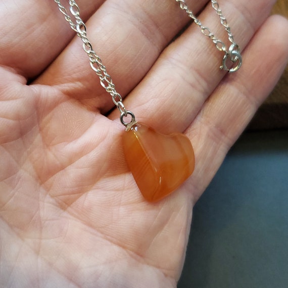 18 Inch Sterling Silver Apricot Agate Stone Neckl… - image 3