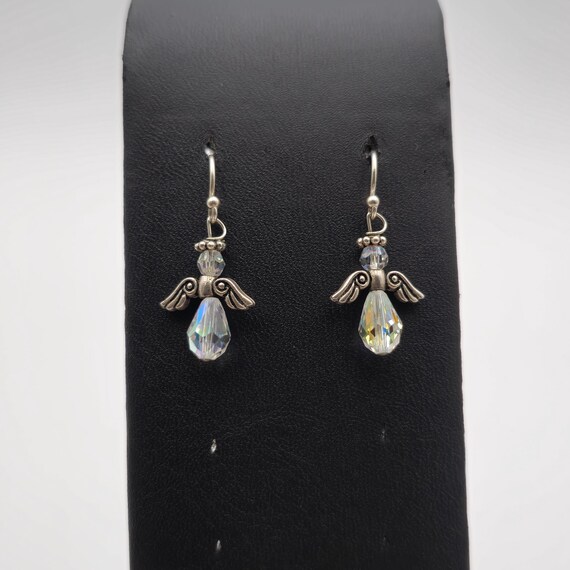 Sterling Silver Handmade Rustic Crystal Angel Ear… - image 1