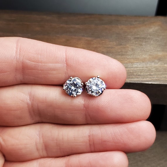 Sterling Silver Bright Round Cool CZ Stud Earrings