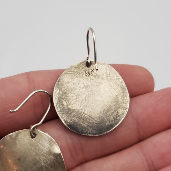 925 Sterling Silver Double Circle Rough Pattern D… - image 3