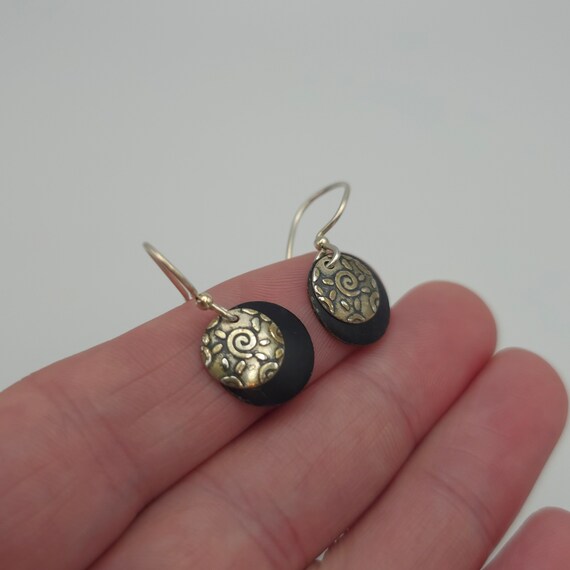 Sterling Silver Handmade Two Tone Pattern Earring… - image 2