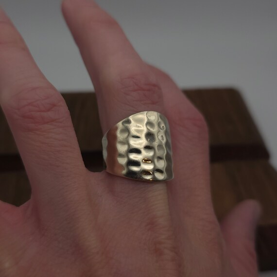 Size 10 925 Sterling Silver Solid Cool Large Hamm… - image 4