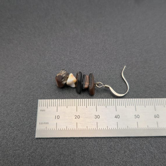 Silver Plated Stacked Handmade Shell Earrings A64… - image 4