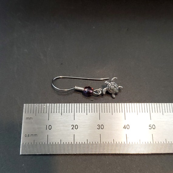 925 Sterling Silver Tiny Adorable Turtle Dangle E… - image 4