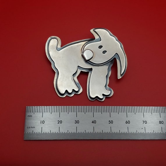 925 Sterling Silver Large Heavy Adorable Dog Pin … - image 6