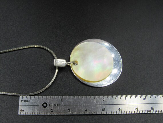 16" Sterling Silver Double Circle Shell Pendant N… - image 6