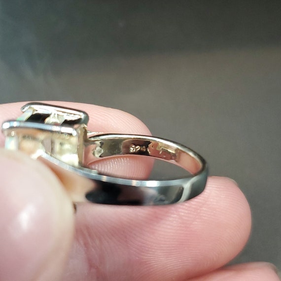 Size 6 Sterling Silver Large Rectangle Opal Ring - image 4