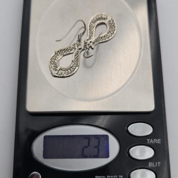 Sterling Silver Unique Design Pattern Dangle Earr… - image 5