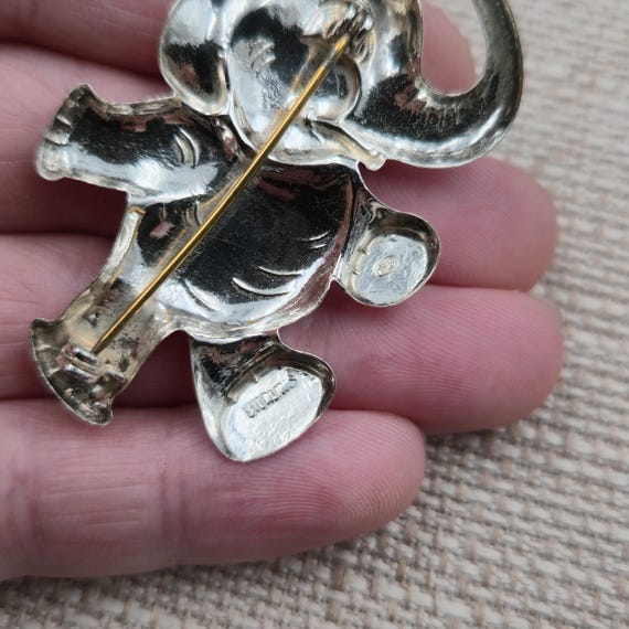 Sterling Silver Large Dancing Elephant Animal Pin… - image 5