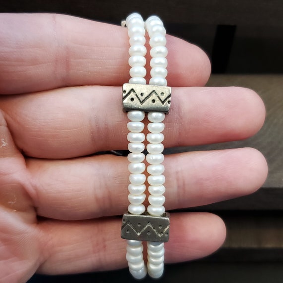 6 Inch Sterling Silver Solid Rustic Genuine White… - image 2