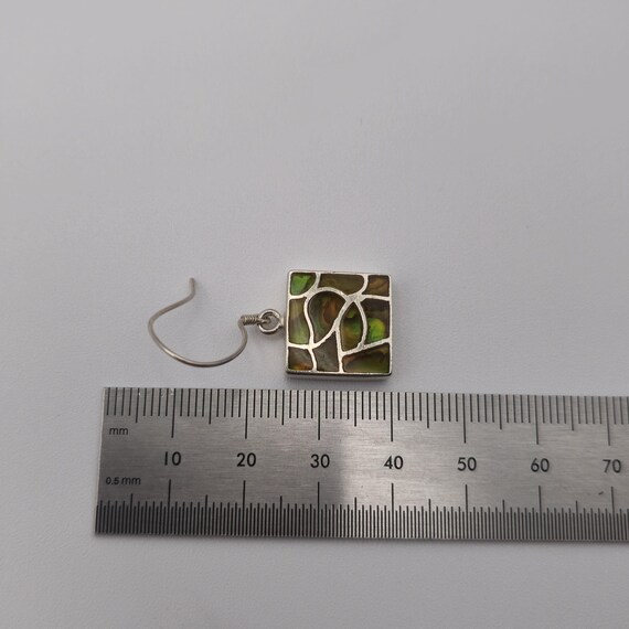 Sterling Silver Unique Shell Background Square Ea… - image 5