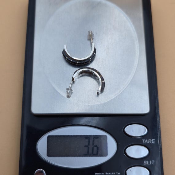 Sterling Silver Sectioned Stone Signed Half Hoop … - image 7