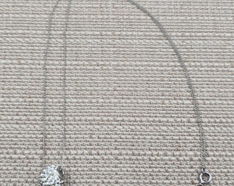 19 Inch Sterling Silver Bright Crystal Bead Pendant Necklace A6240