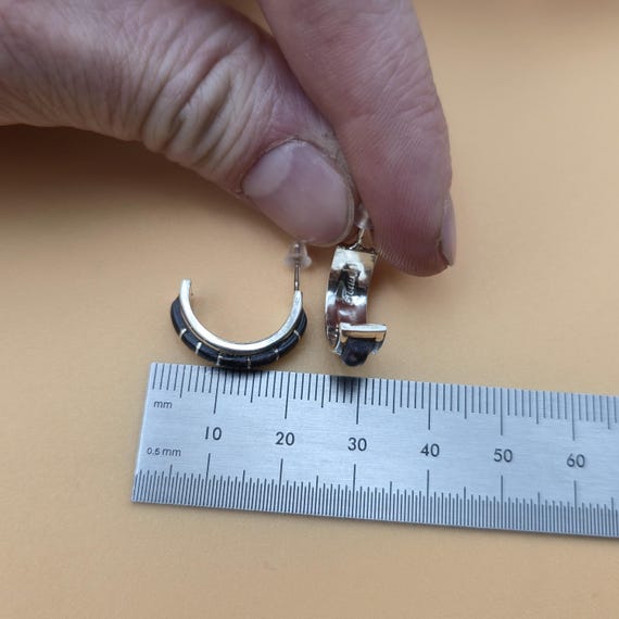 Sterling Silver Sectioned Stone Signed Half Hoop … - image 6