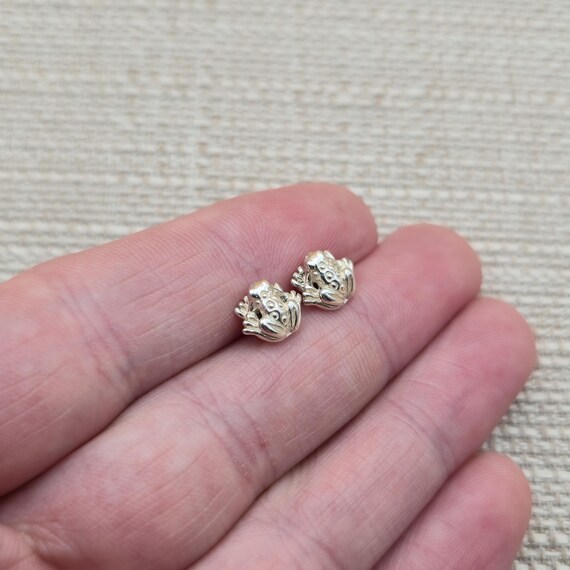Sterling Silver Small Spotted Frog Stud Earrings … - image 2