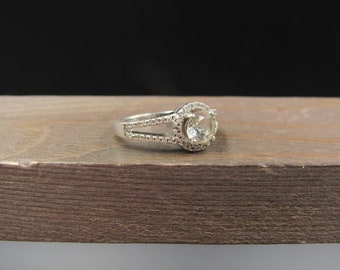 Size 7.75 Sterling Silver Dirty Light Topaz and Cubic Zirconia