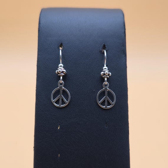 Sterling Silver Peace Symbol Dangle Earrings A5302 - Etsy