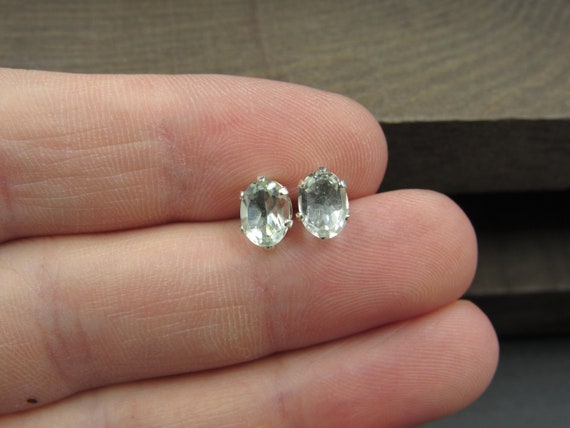 Sterling Silver Very Light Color Quartz Gem Stud … - image 1