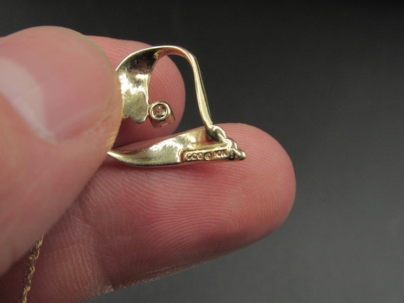 18" 10K Gold Unique Solitaire Diamond Heart Neckl… - image 4