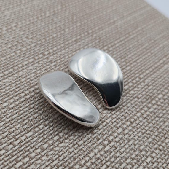 Sterling Silver Simple Shape Bright Hefty Clip On… - image 2