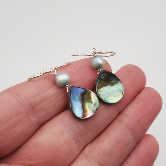 925 Sterling Silver Abalone Shell With Blue Pearl… - image 2
