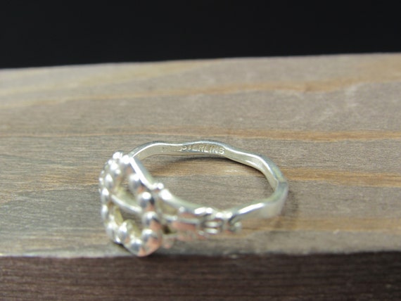 Size 7 Sterling Silver Unique Dot Pattern Heart L… - image 4