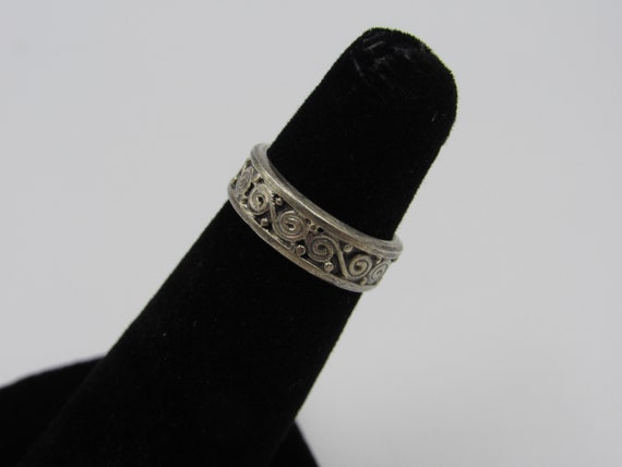 Size 4 Sterling Silver Rustic Swirl Open Band Rin… - image 2