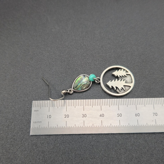 Silver Plated Abalone Shell And Forest Tree Earri… - image 4
