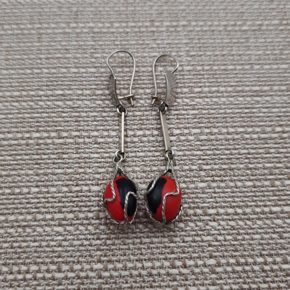 Sterling Silver Rustic Handmade Long Unique Earri… - image 1