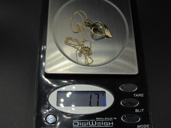 18" 10K Gold Unique Solitaire Diamond Heart Neckl… - image 7