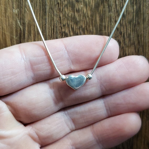 16 Inch Sterling Silver Cute Unique Heart Love Ne… - image 1