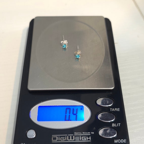 Sterling Silver Tiny Blue Crystal Stud Earrings A… - image 5