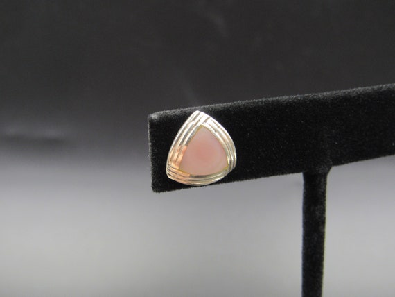 Sterling Silver Triangle Pattern Shell Stud Earri… - image 3